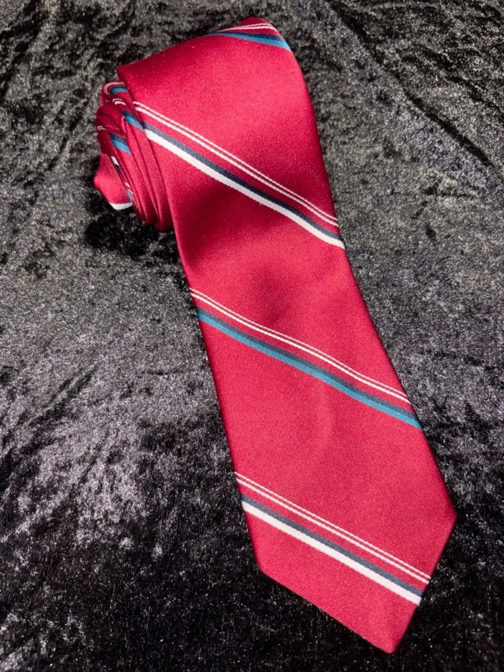 Act 5 Necktie Red Diagonal Striped Vintage Ivy League One Size EUC